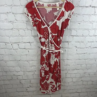 Miss Sixty Vintage Inspired Italian Made Dress Hawaiian Print Floral Red White S • $34.18