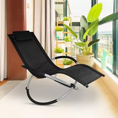 VILOBOS Patio Rocking Chair Folding Outdoor Zero Gravity Reclining Chaise Lounge • $99.99