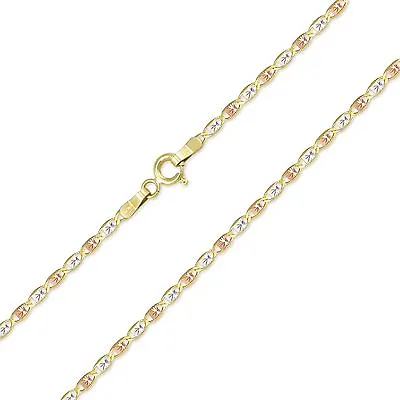 10K Solid Yellow White Rose Gold Valentino Necklace Chain 1.5mm 16-24  Women Men • $80.92