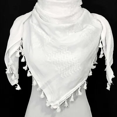 White Keffiyeh Arab & Palestine Style Arafat Scarf Hatta  Made In India • $22.50