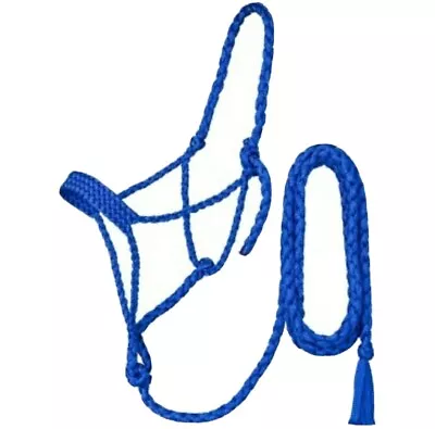 Tough 1 ROYAL BLUE Mule Tape Halter With 10 Ft Lead Rope  Western Horse Tack • $29.99