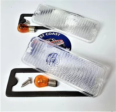 $105.98 • Buy Ford F100 Indicator Light Lens Pair Grille L+r Clear  73-77 F250 F350-