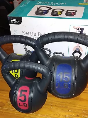 Crane Fitness Products Kettlebell Exercise Fitness Weights Set Of 3 + DVD  • $15