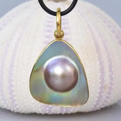 Mabe Blister Pearl Pendant With 18K Gold Vermeil Over Sterling Silver 6.43 G • $72