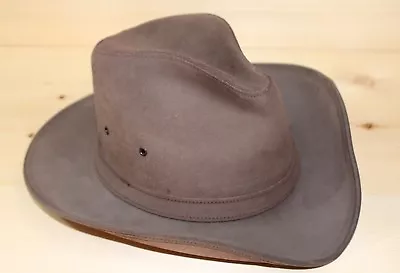 Minnetonka Cowboy Hat Brown Leather Genuine Aussie Outback Western Size Med • $36.99