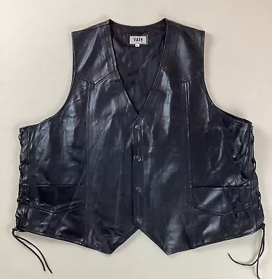 Leather Biker Vest Waistcoat Laced Sides Size 4XL • £19.99