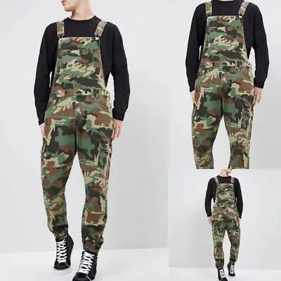 New Men's Camo Denim Dungarees Jeans Bib Overalls Suspenders Jumpsuits Pants • $26.59