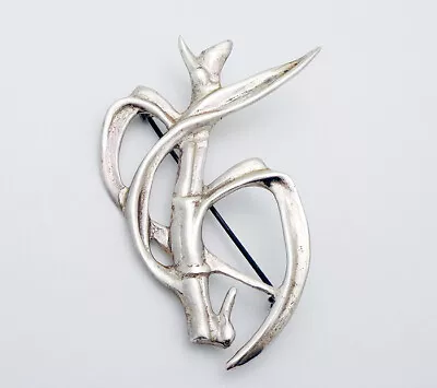 Vintage Mings Of Honolulu Appx: 70 By 40 MM Bamboo Pin Brooch In Sterling Silver • $224.99