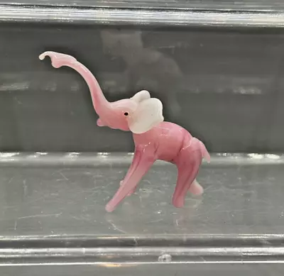 Vintage Miniature Pink Elephant Glass Figurine • $9.95