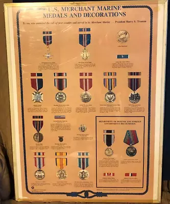 U.S. Merchant Marine Poster 1988 MEDALS & DECORATIONS & Book On Same Subject • $50