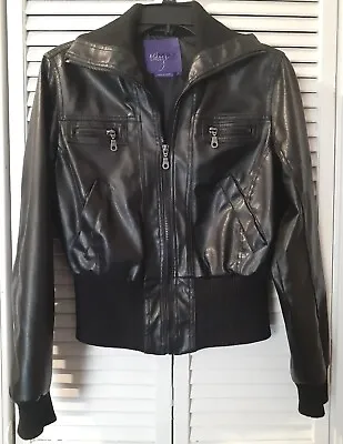 MILEY CYRUS Jacket Womens SZ Large Black Moto VINTAGE Y2K 90s TRENDY Coat • $25