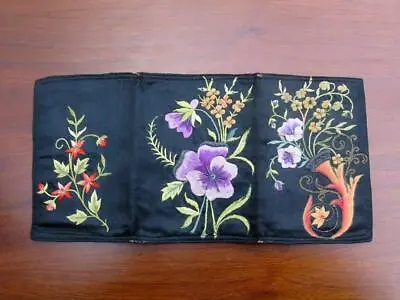 Vintage Chinese Silk Embroidered Embroidery Victorian Wallet Flowers • $85