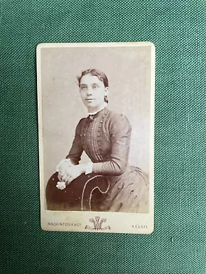 Striking Young Woman Leaning On Chair Cdv By Mackintosh & Co Kelso • £9.99