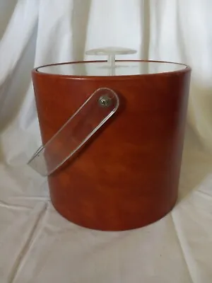 $24.95 • Buy Vintage Leather Ice Bucket GEORGES BRIARD Vinyl MCM Storage Decor 