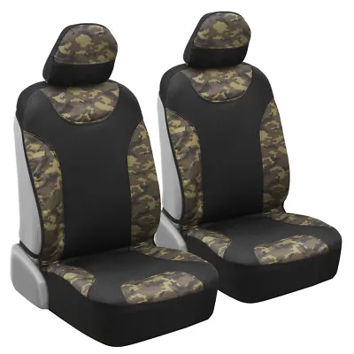 Thick Camouflage Front Car Bucket Seat Covers - Sideless & Waterproof Camo/Black • $32.90