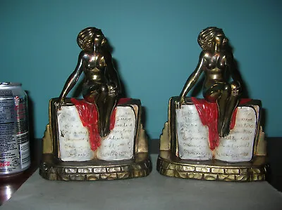 Antique Art Deco Nude On Book Bookends K&O Kronheim & Oldenbusch Original Paint • $235