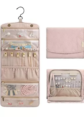 Travel Jewelry Organizer Roll Bag Case Foldable Rings Earrings Necklaces Holder • $17
