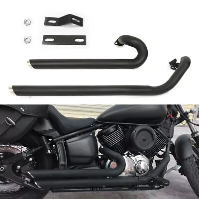 For Yamaha V Star 1100 XVS1100 Shortshots Staggered Exhaust Muffler Pipes Black • $305