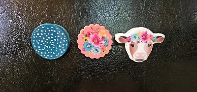 The Pioneer Woman Cow Spring Bouquet Floral Magnetic Bag Clips Fridge Magnets • $6.99