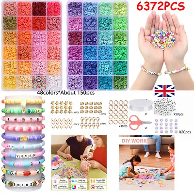 6372pcs Jewelry Kit Clay Spacer Beads Bracelet Making Ceramic Colorful Beads DIY • £2.99