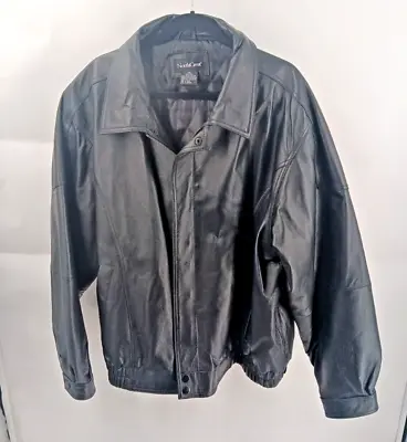 North Crest Men's Jacket Size: XXL Geniune Leather Lined Collared Zip Up • $50