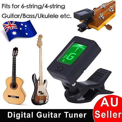 Digital Guitar Tuner Violin Ukelele Bass Tuner Multifunction LCD Electronic Clip • $13.49