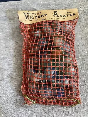 Vintage Vitro Victory Agates Mesh Bag With Marbles • $9.99