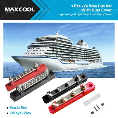 2 Way 6 Way Bus Bar Power Distribution 12V 150A Rated Terminal Block Black Red • $13.59