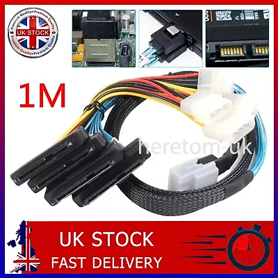 £13.99 • Buy Mini SAS 36-pin SFF-8087 To 4 SFF-8482 Cable IDE SATA Power Converter HDD Wire