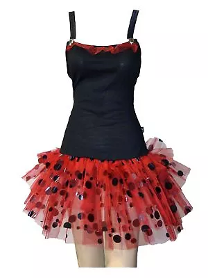 Ladybird Black/Red Spotty Fancy Dress/Halloween Costume/Tutu Mini Skirt/Dress M • £4.99