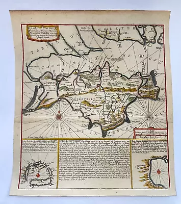 Isle Of Wight 1705 Nicolas De Fer Nice Antique Engraved Map 18th Century • £197.90