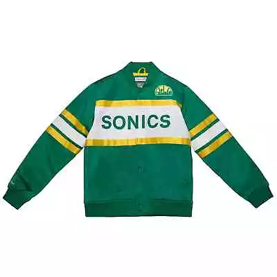 Men's Mitchell & Ness Green NBA Seattle Supersonics Heavyweight Satin Jacket • $124.95