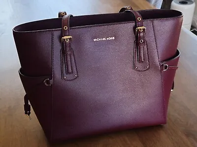 MICHAEL KORS MK Jet Set Travel Large Tote Bag Saffiano Leather Burgandy • $90