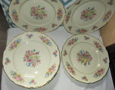 Lot 8 Hc Selb Bavaria Heinrich Ivory Body Supreme Gold Rim Dinner Plates Roses • $75