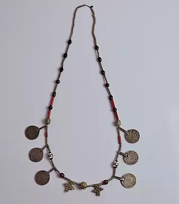 Vintage Moroccan Tuareg Coin Necklace Berber African Cross Pendant Tribal Ethnic • $66