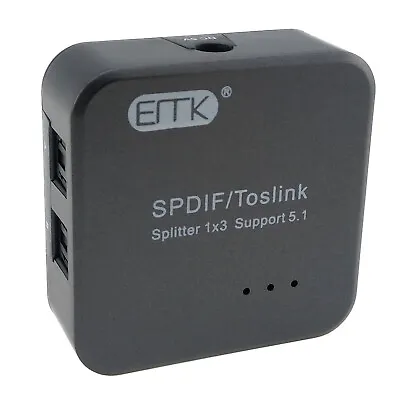 SPDIF Toslink Digital Optical Audio Splitter 1 In To 3 Out 5.1CH AC3 DTS 5V USB • $40.03