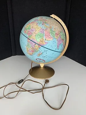 Vintage REPLOGLE LIBRARY WORLD GLOBE 15” Lighted Earth Table Lamp • $90.14