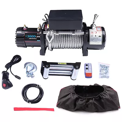 Electric Winch 12V 13000LBS IP67 Steel Cable Towing Truck Off Road 4WD W/cover • $291.99