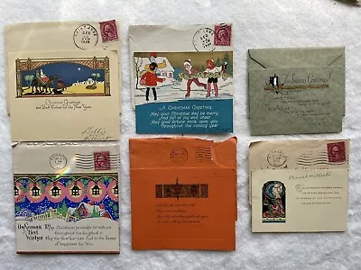 Vintage 1920's & 30 S One Sided Christmas Cards In Original Envelopes (lot Of 6) • $20