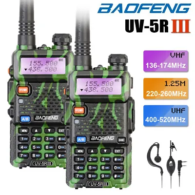 $52.99 • Buy 2x BAOFENG UV-5R III Tri-band UHF/VHF Walkie Talkie Long Range FM Two Way Radio