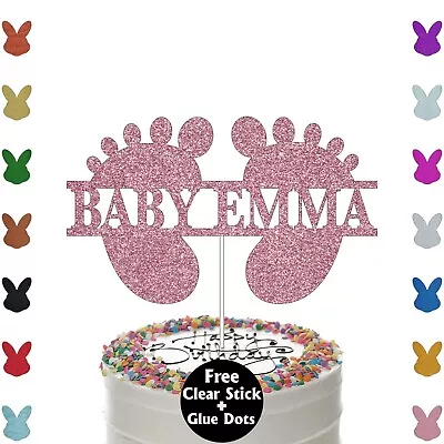 Baby Name Cake Topper Personalised Baby Shower  Gender Reveal Party Decoration • £2.95
