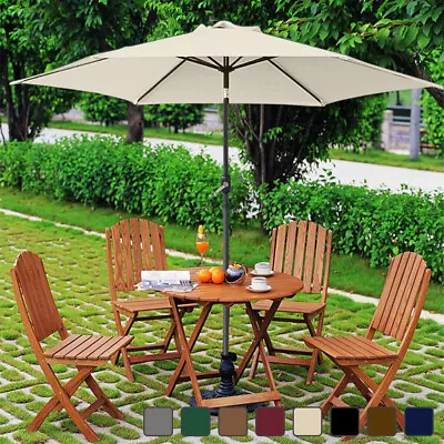 2.5m Garden Patio Parasol Sun Shade Umbrella LED Canopy Tilt Crank Base Cover • £43.99