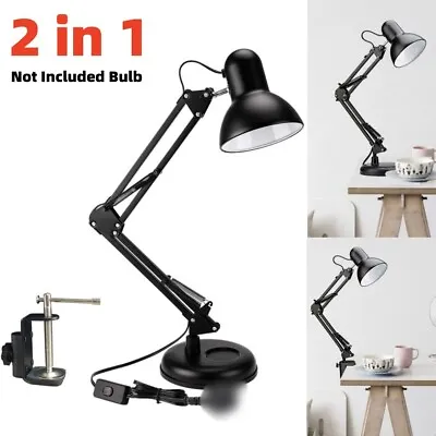 Super Bright Swing Arm Desk Lamp Clamp On Table Light With Metal Clip &Lamp Base • $25.99