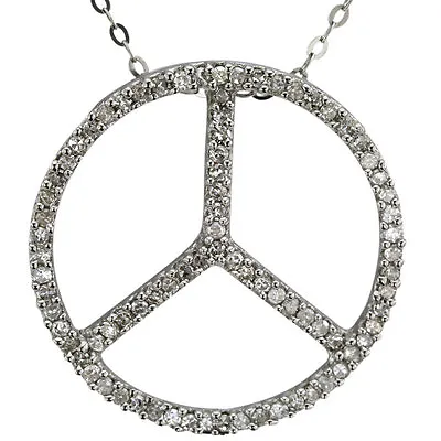 Diamond Circle Necklace Mercedes Benz Pendant 0.40 Tcw 14k White Gold W/Chain • $499