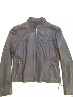 Oakwood Pop & Rock Leather Vintage Biker Jacket • £110