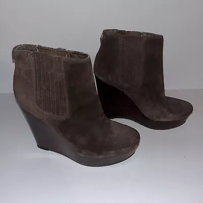 MICHAEL KORS Thea Ankle Wedge Boots Dark Carmel Suede Size 8.5M ¡FREE SHIPPING! • $49.95