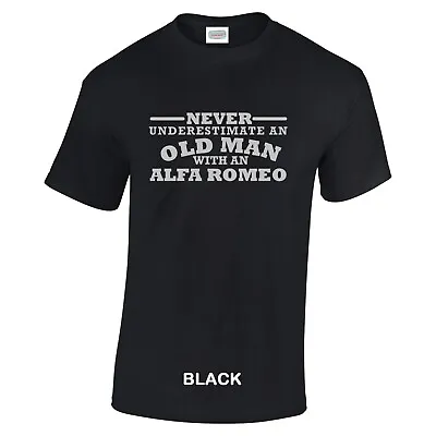 Alfa Romeo T Shirt Under Estimate Old Man Black With Silver Design Size L • £3.95