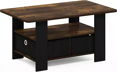 Andrey Coffee Table With Bin Drawer Amber Pine/Black • $67.99