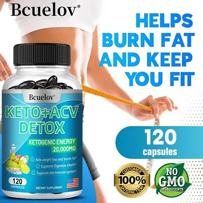 Keto + ACV Detox Weight Loss Gummies To Burn Fat For Energy 30/60/120 Capsules • $8.32