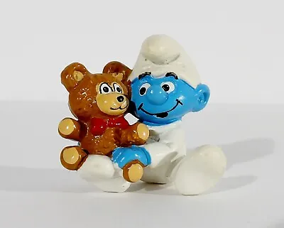 Vintage 1985 Baby Smurf With Teddy Bear Schleich Peyo 1.5  • $12.99